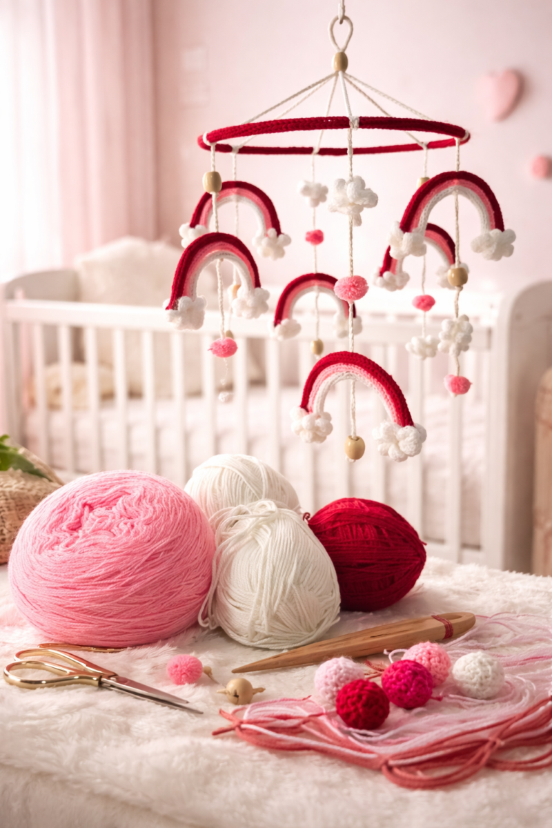 Crochet Pink Shade Hanging