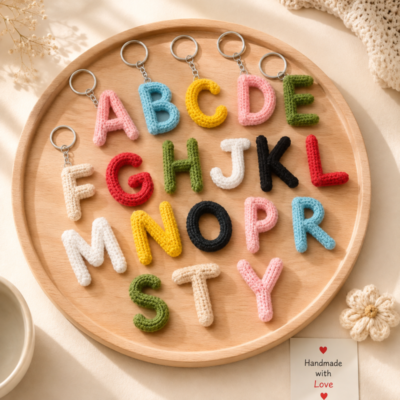 Custom Crochet Letter Keychain – Handmade Initial Charm