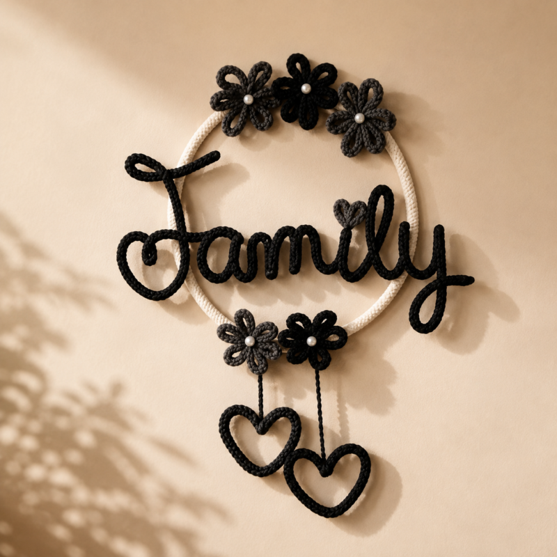 Handmade Custom Name Wall Hanging – Personalized Crochet Decor