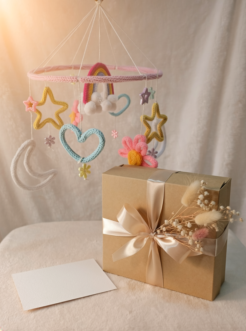 Handmade Crochet Baby Rainbow & Stars Nursery Hanging Decor