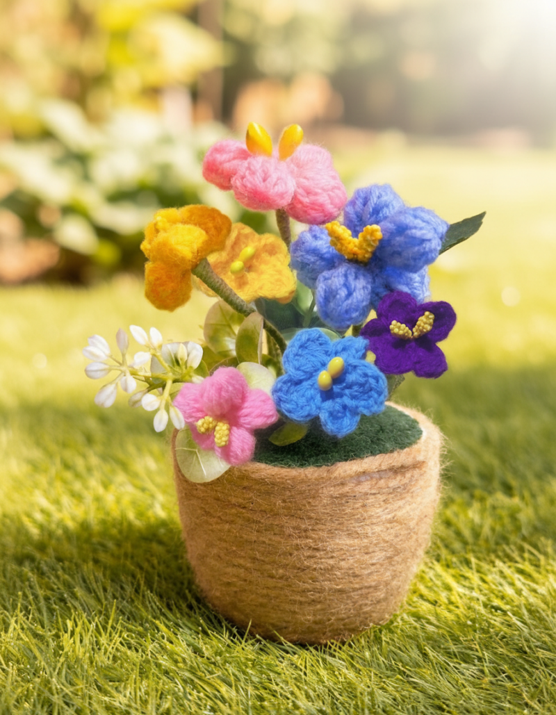 Handmade Crochet Flower Pot – Everlasting Bloom Decor