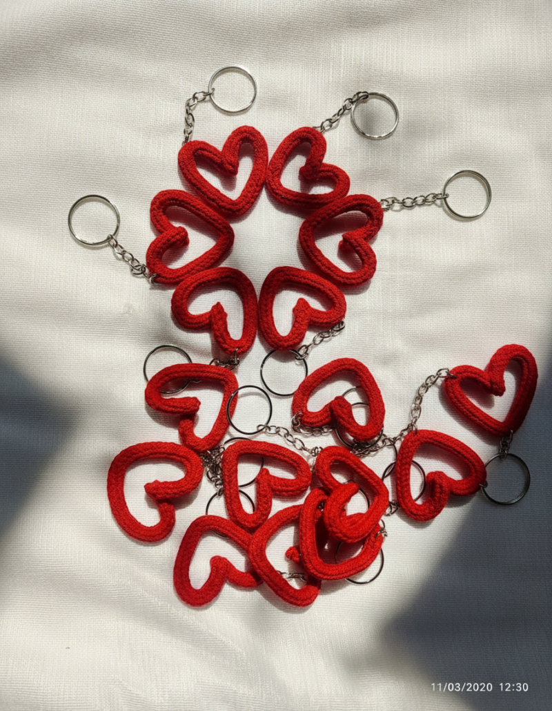 Handmade Crochet Heart Keychain – Cute Gift Favor