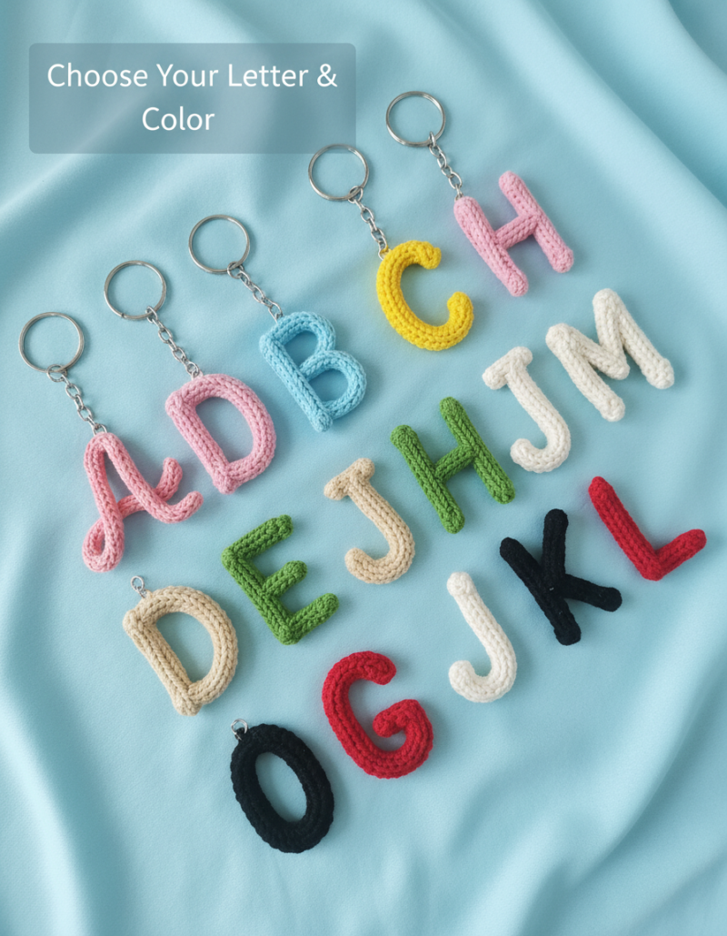 Custom Crochet Letter Keychain – Handmade Initial Charm