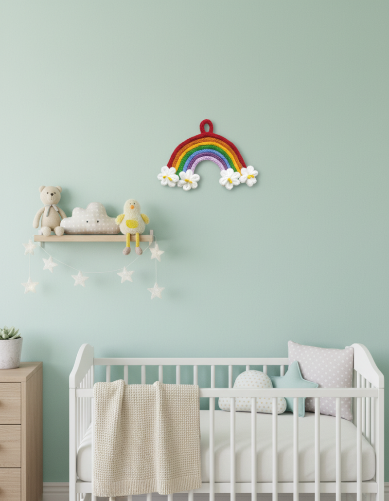 Handmade Crochet Rainbow Wall Hanging – Cute Gift Decor