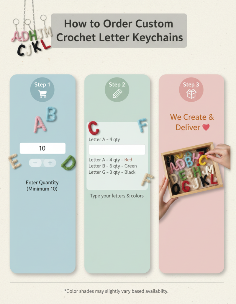 Custom Crochet Letter Keychain – Handmade Initial Charm