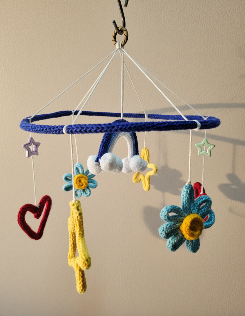 Handmade Crochet Baby Crib Mobile – Nursery Hanging Decor