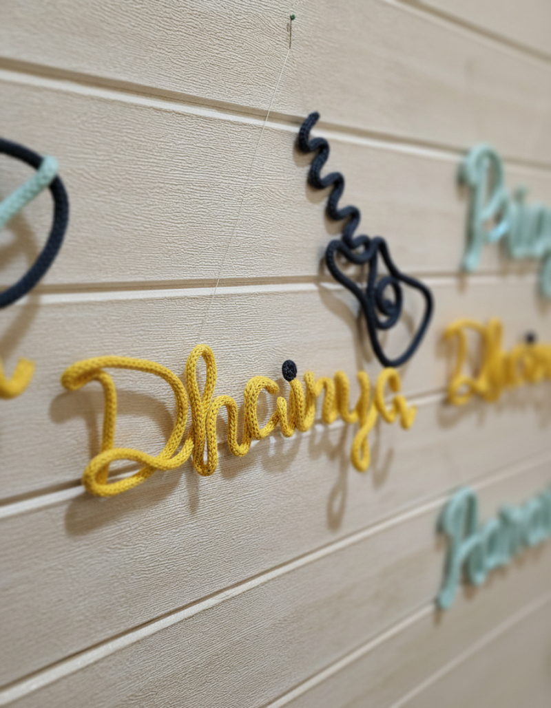 Personalized Crochet Name Wall Hanging Coffee Cup Theme – Custom Handmade Decor