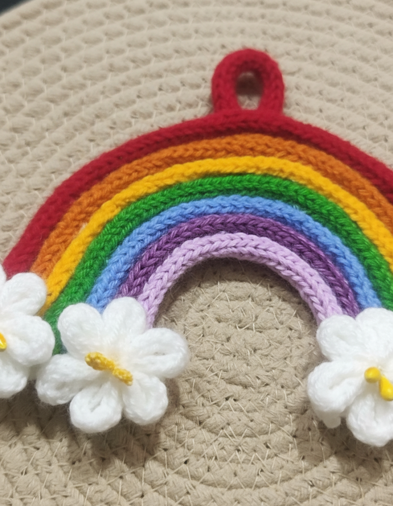 Handmade Crochet Rainbow Wall Hanging – Cute Gift Decor
