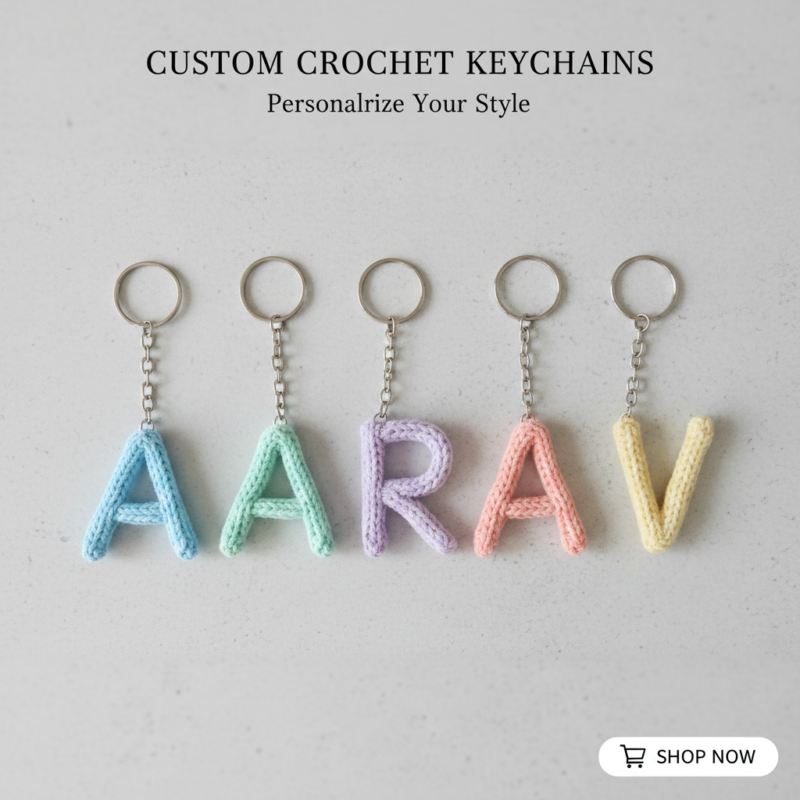 Custom Crochet Letter Keychain – Handmade Initial Charm