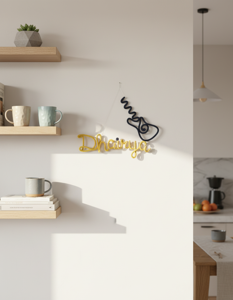 Personalized Crochet Name Wall Hanging Coffee Cup Theme – Custom Handmade Decor