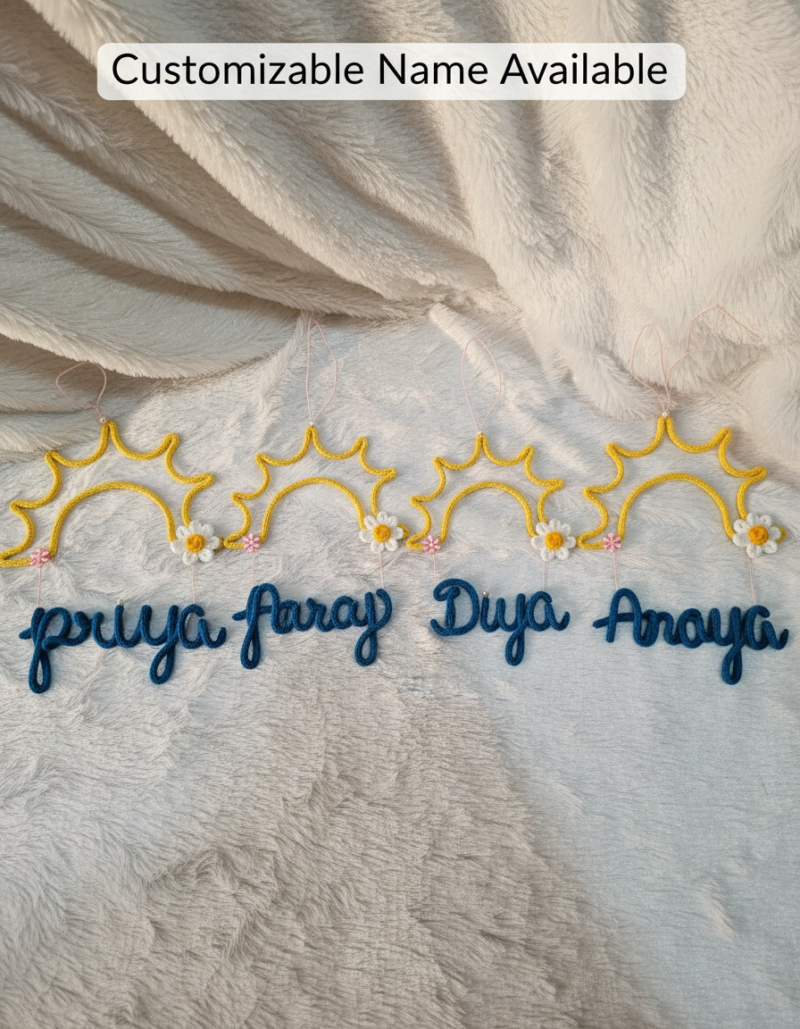 Handmade Custom Name Wall Hanging – Personalized Crochet Decor