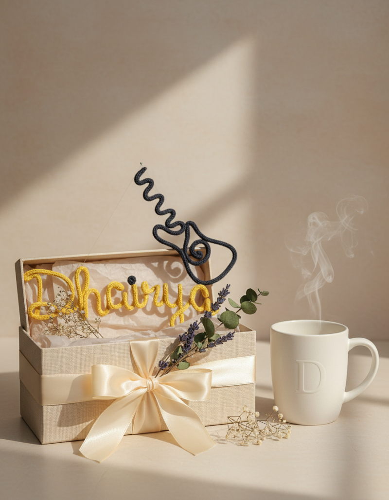 Personalized Crochet Name Wall Hanging Coffee Cup Theme – Custom Handmade Decor