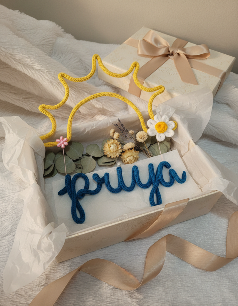 Handmade Custom Name Wall Hanging – Personalized Crochet Decor