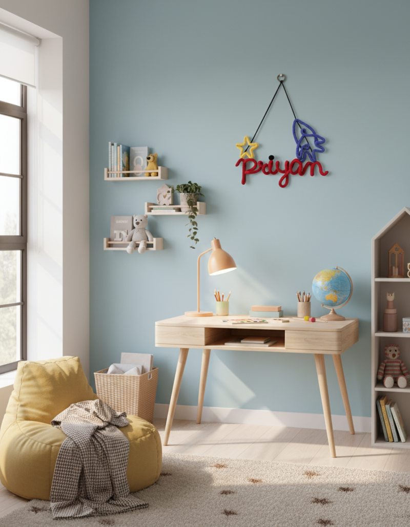 Personalized Crochet Rocket Name Wall Hanging – Handmade Kids Decor