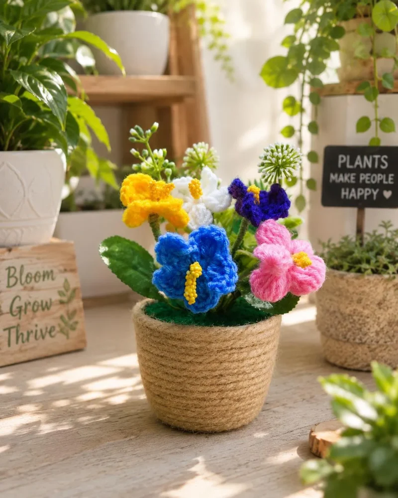 Handmade Crochet Flower Pot – Everlasting Bloom Decor