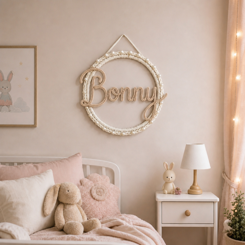 Personalised Name Hoop -12 inch Handmade Cotton Yarn Wall Decor