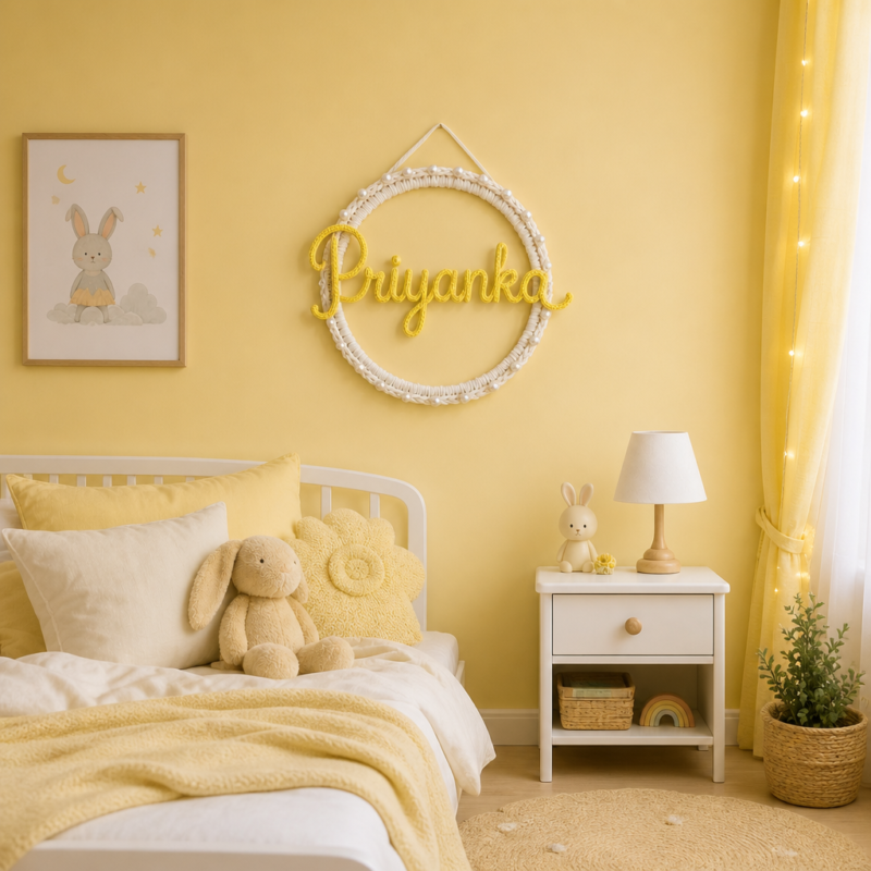 Personalised Name Hoop -12 inch Handmade Cotton Yarn Wall Decor