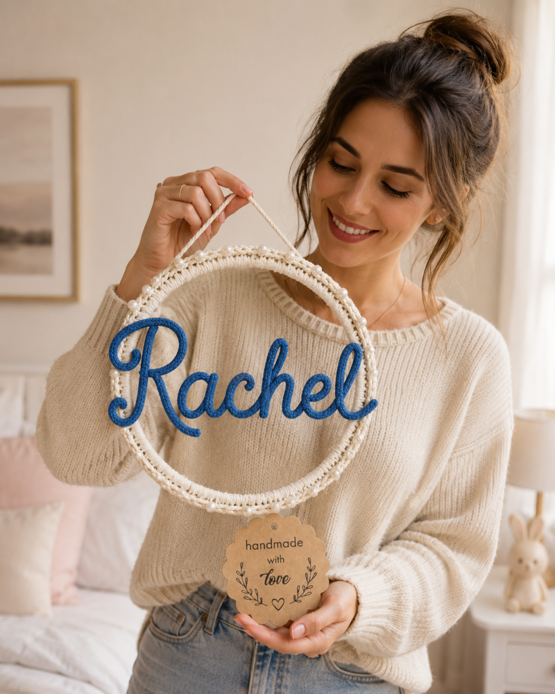 Personalised Name Hoop -12 inch Handmade Cotton Yarn Wall Decor