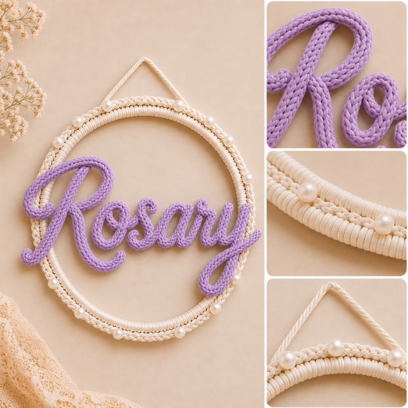 Personalised Name Hoop -12 inch Handmade Cotton Yarn Wall Decor