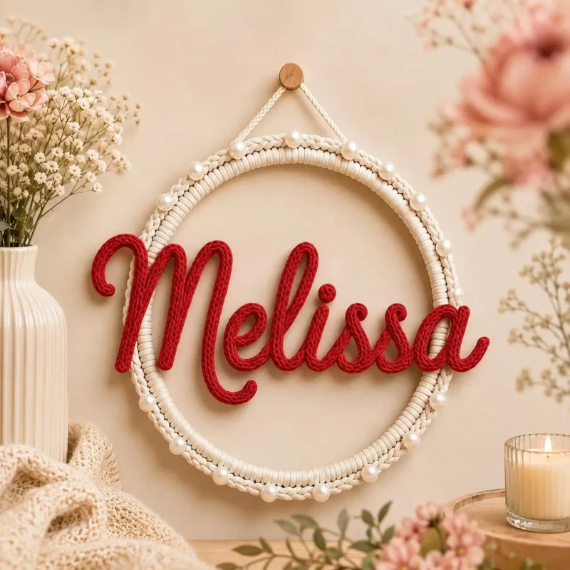 Personalised Name Hoop -12 inch Handmade Cotton Yarn Wall Decor