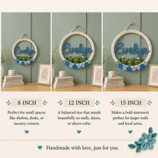 Personalized Floral Wire Name Sign, Tricotin Yarn Hoop, Nursery Wall Decor