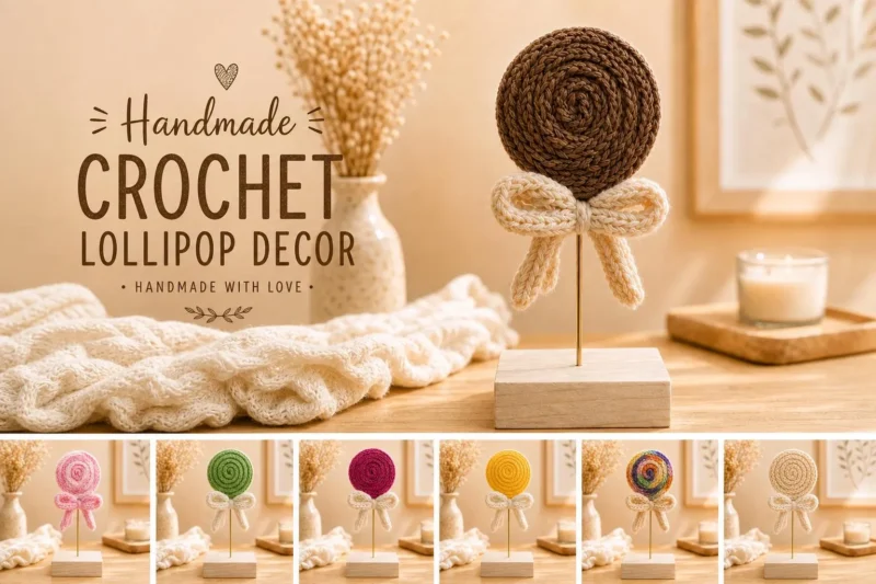 Handmade Crochet Lollipop Decor | Cotton Yarn Candy Flower Desk Ornament
