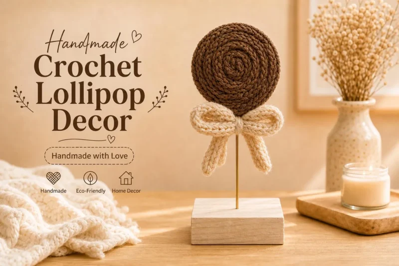 Handmade Crochet Lollipop Decor | Cotton Yarn Candy Flower Desk Ornament