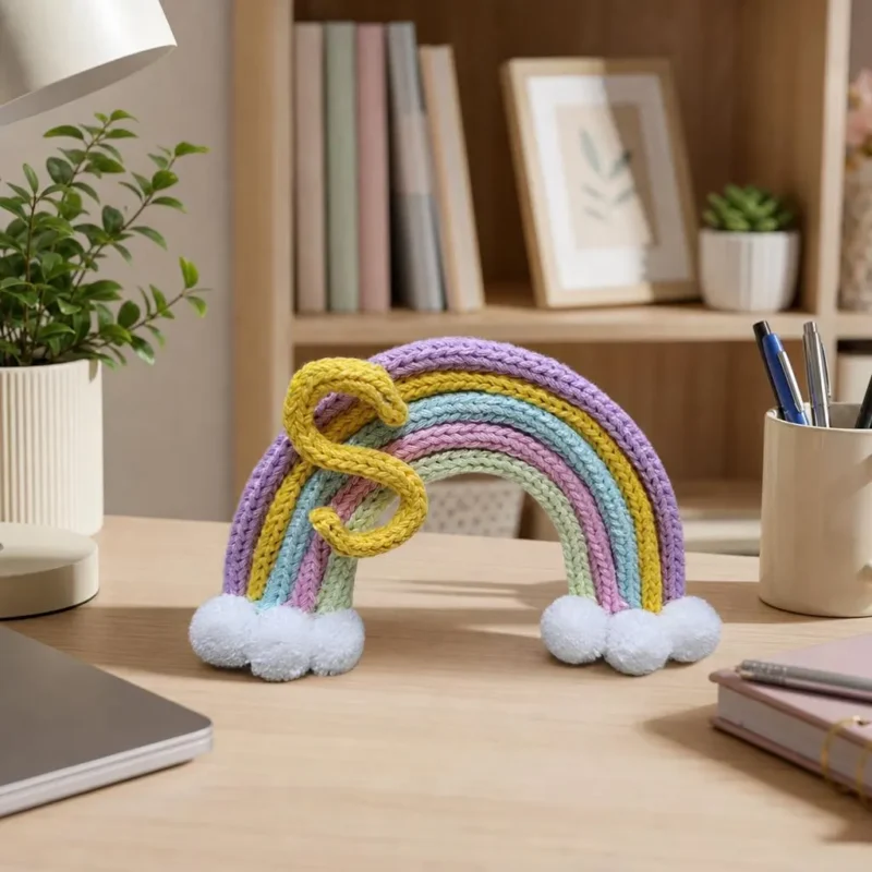 Personalized Rainbow Letter Decor, Crochet Initial Nursery Decor, Custom Baby Name Initial, Kids Room Shelf Decor, Baby Shower Gift
