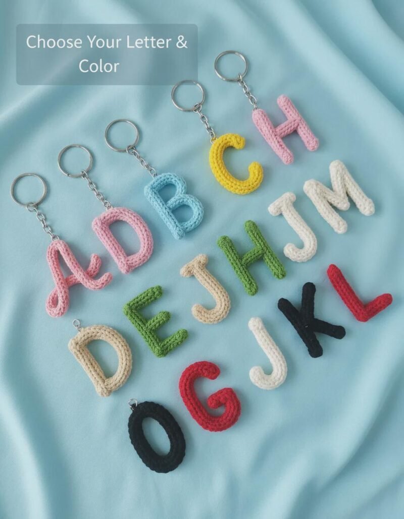 Personalized Crochet Letter Keychain, Custom Initial Keychain, Handmade Bag Charm, Floral or Tassel Keyring, Gift for Her