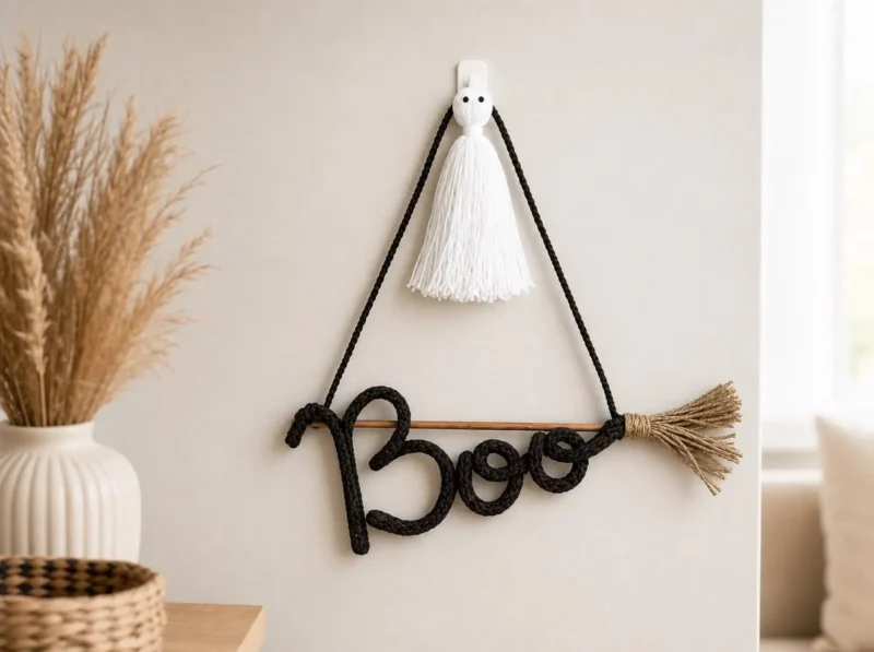 Halloween Crochet Wall Decor, Ghost Bat Garland, Spooky Handmade Hanging