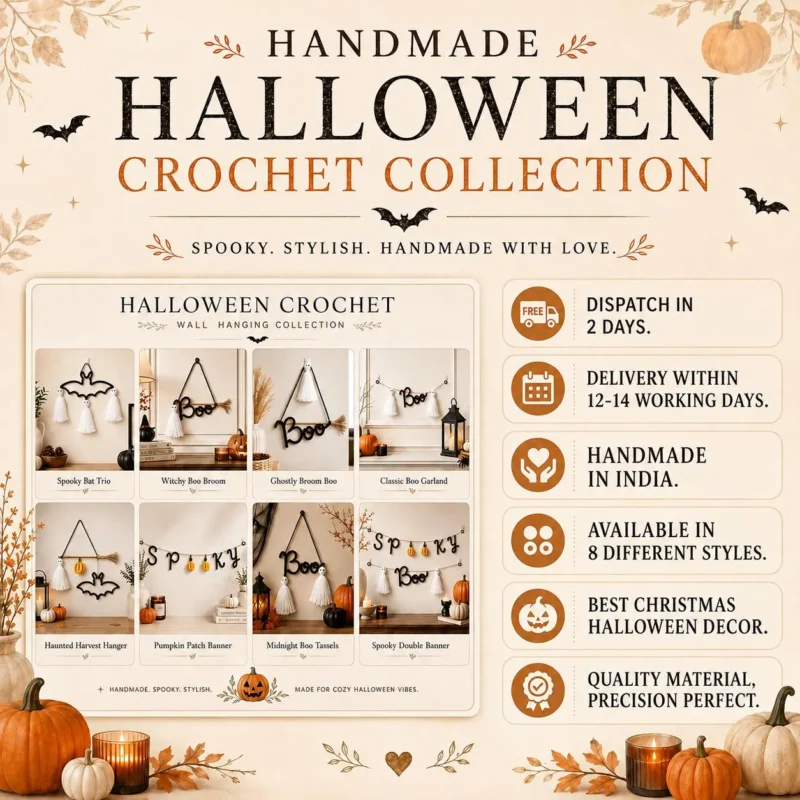 Halloween Crochet Wall Decor, Ghost Bat Garland, Spooky Handmade Hanging