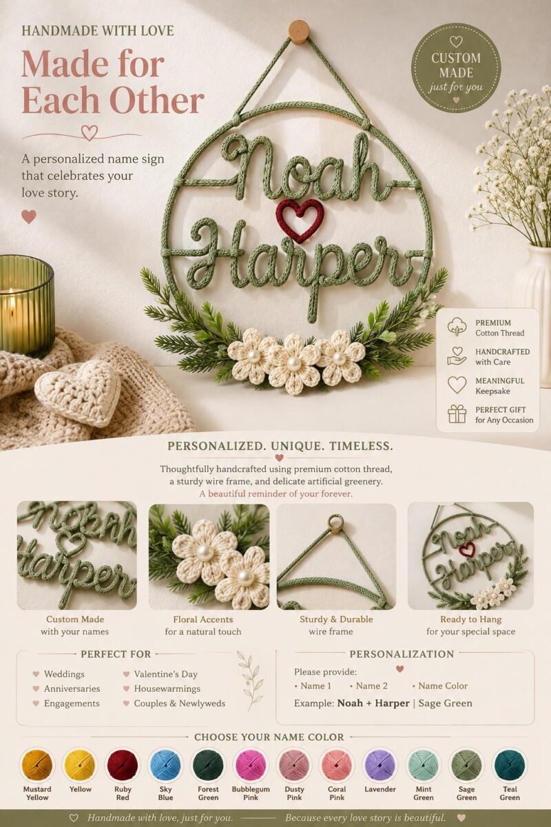 Personalized Couple Name Sign, Custom Wedding Wall Decor, Anniversary Gift for Couple, Engagement